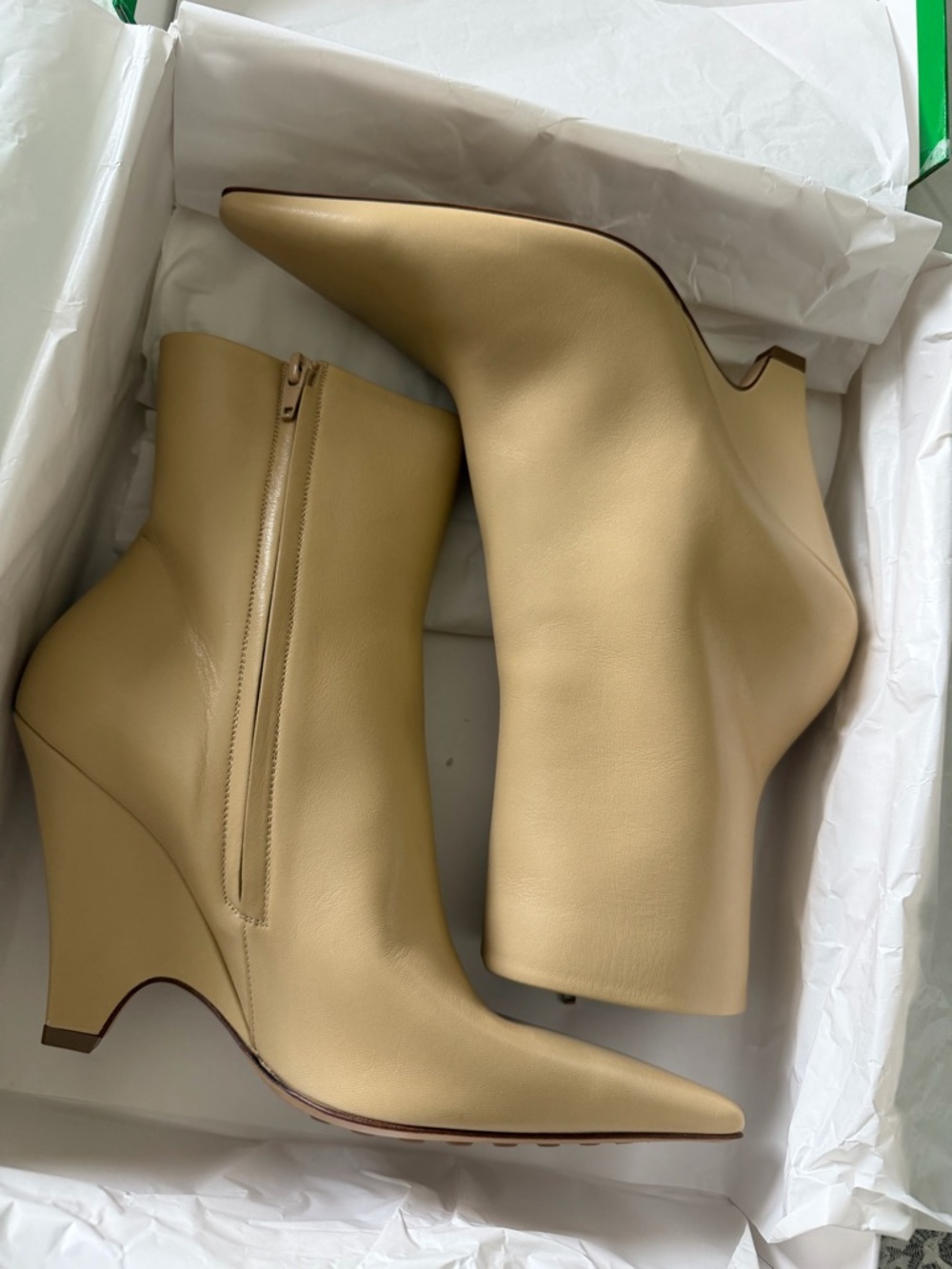 Bottega Veneta Beige Wedge Ankle Boots